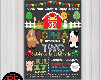 FARM BIRTHDAY Invitation, Farm Birthday Party invitation, Farm Party invite, Barnyard birthday party, Farm birthday chalkboard