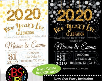 New Years Invitation, New Year's Eve invitation, New Years Invite, New Year's Eve celebration