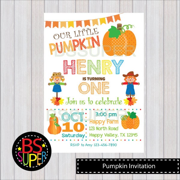 Pumpkin Patch Birthday Invitation Pumpkin Birthday Party | Etsy