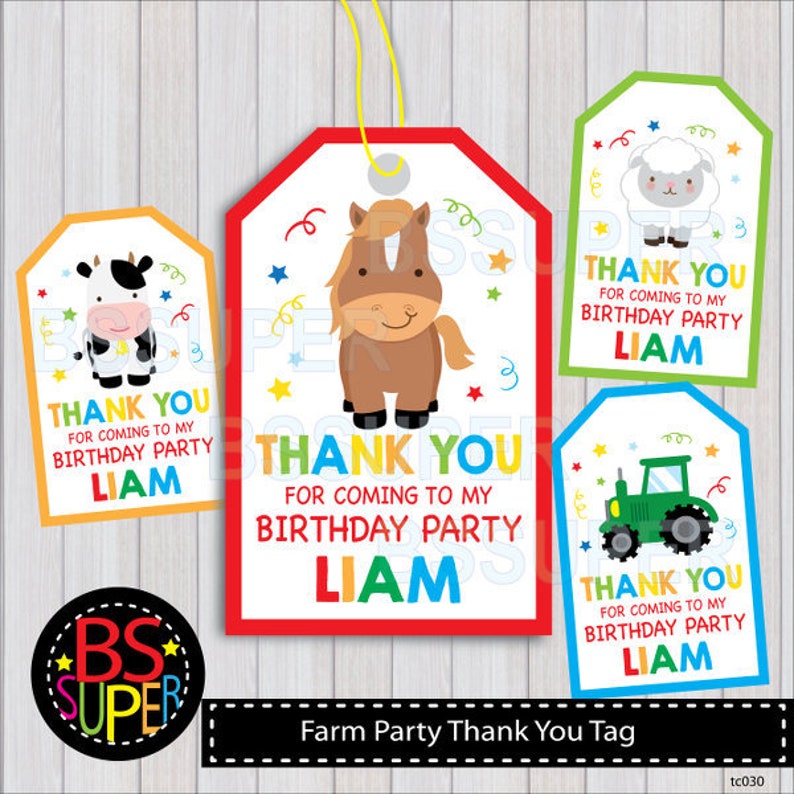 Farm Party Favor Tags Farm Birthday Favor Tags Farm Animals Etsy