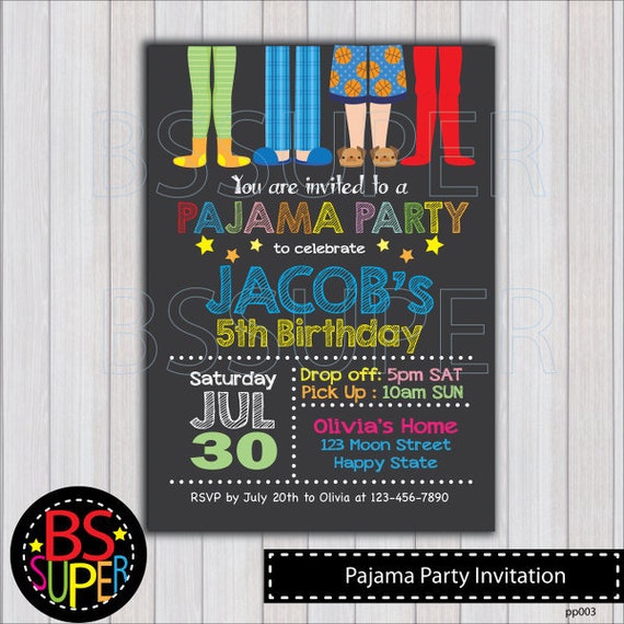 pajama party invitation sleepover birthday invitation pajama party invite sleepover party sleepover party invitation
