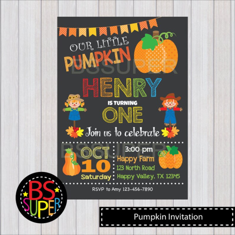 Pumpkin Patch Birthday Invitation Pumpkin Birthday Party | Etsy