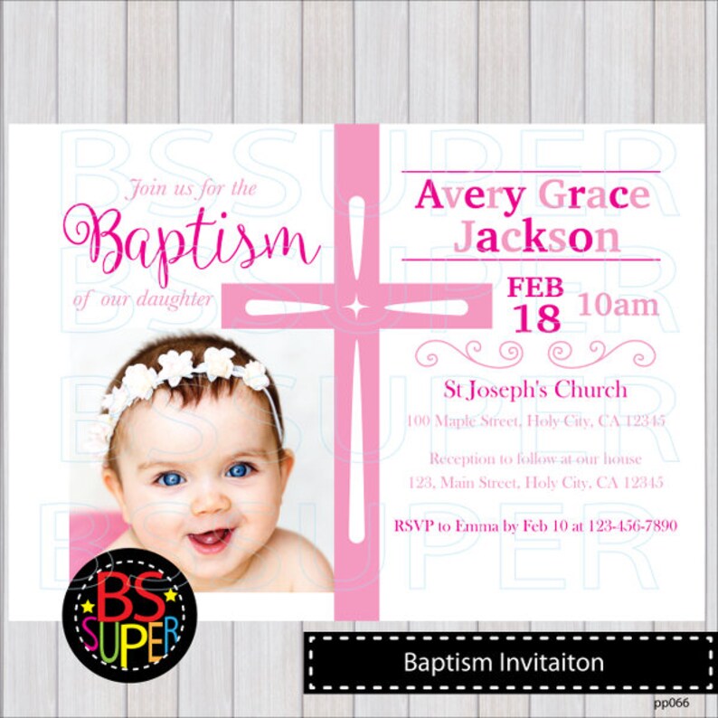 Baptism Invitaiton Girl Christening Invitation Girl Etsy