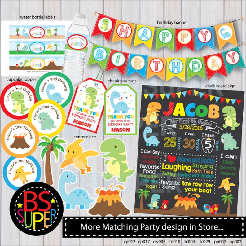 Dinosaur Birthday Chalkboard Sign Dinosaur First Birthday Etsy