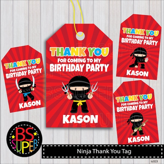 Ninja Party Favor Tags Ninja Thank You Tags Ninja Birthday Favor Tags