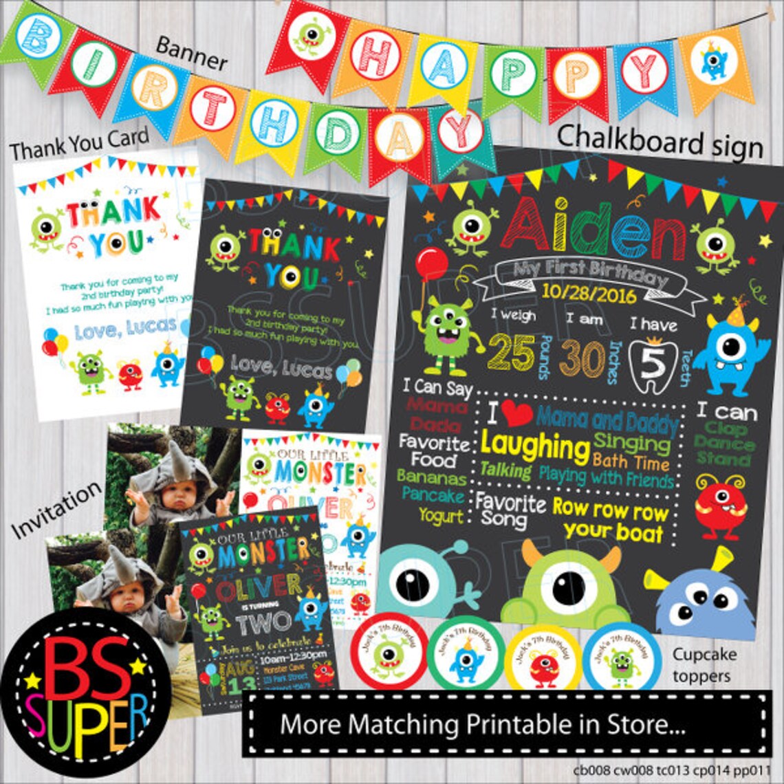 Monster Birthday Banner Monster Birthday Party Banner My | Etsy
