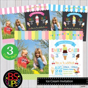 Ice Cream Invitation, Ice Cream Party Invitation, Ice Cream Birthday Invitation, Summer Party Invitation image 7