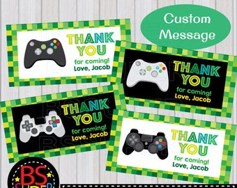 Game Party Favor Tags, Game Party Candy Bag Toppers, Game Party Thank You Tags