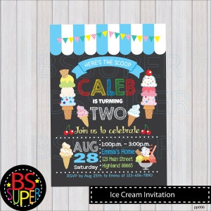 Ice Cream Invitation, Ice Cream Party Invitation, Ice Cream Birthday Invitation, Summer Party Invitation image 2