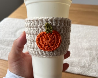 Copritazza all&#39;uncinetto con zucca / Halloween / riutilizzabile / fatto a mano / accessori per tazze da caffè / ecologico