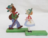 2 Vintage Flat Wood Figures froom Germany Erzgebirge