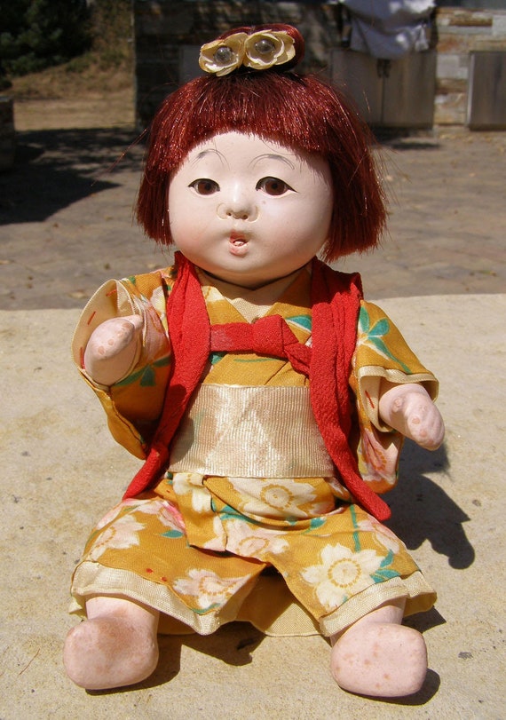 Vintage Japanese Ichimatsu Gofun Baby Girl Doll C 1940 S Etsy