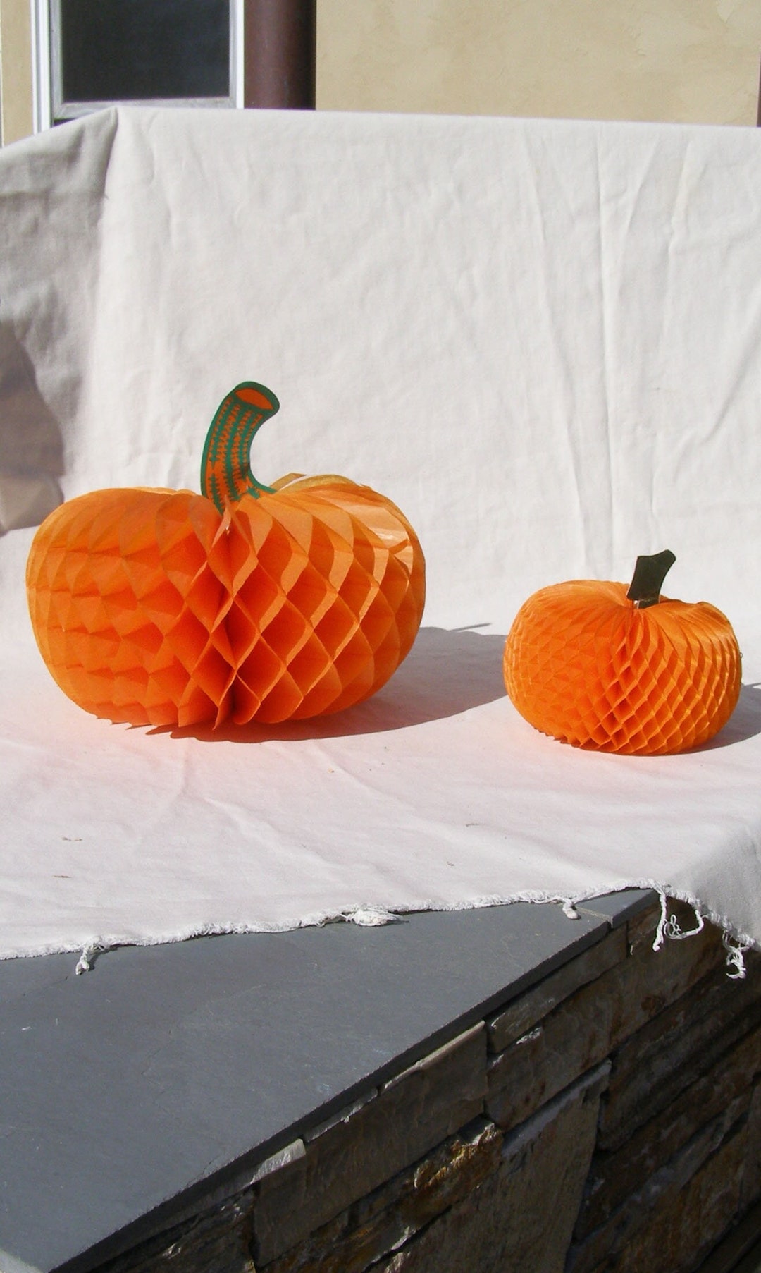 2 Vintage Crepe Paper Pumpkins Etsy