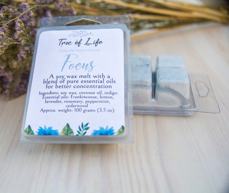 Highly scented Natural soy wax melt for concentration with Frankincense FOCUS aromatherapy essential oils for wax warmer and oil burner