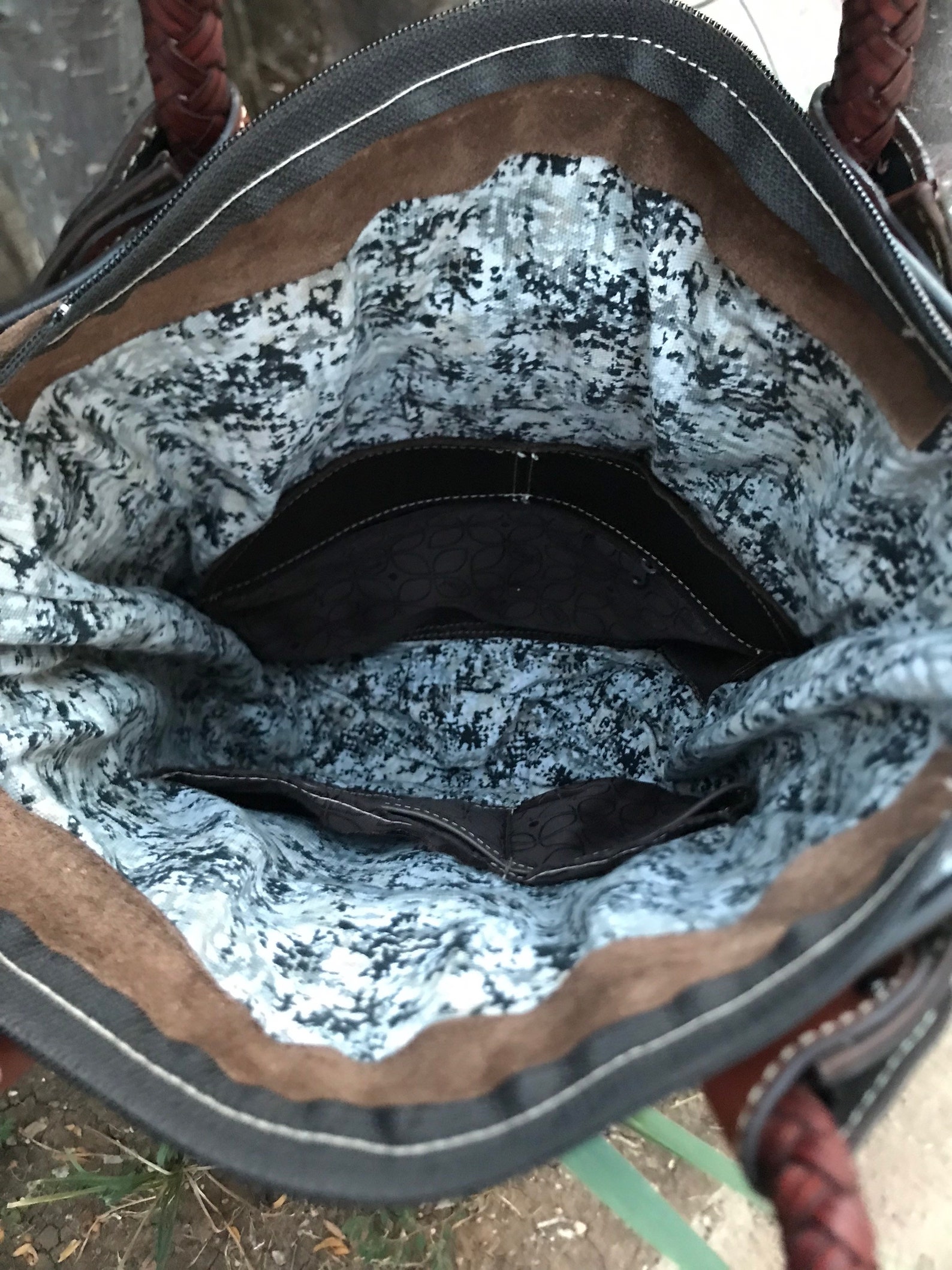 Handmade Recycled Fossil Bag in Leather Patchwork Top Handle Etsy