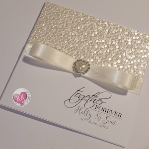 White & Off White/Cream Wedding Card - Personalised