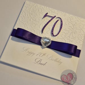 Milestone Birthday Card in Deep Purple Personailsed birthday card, Age birthday card.