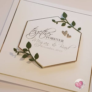 White and Mirror Gold Wedding, Engagement, Birthday, Christening, Baptism and Baby Personalised Card