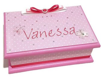 Pretty Pink with White Polka Dots Keepsake Box, Trinket Box, Treasure Box, Memory Box, Jewellery Box, Wooden Box, Personalised box