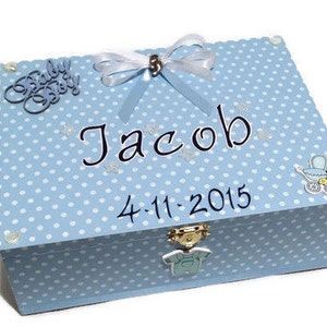 Baby Boy Personalised Box, Keepsake Box, Trinket Box, Treasure Box, Memory Box, Wooden Box, Personalised Baby Box image 1