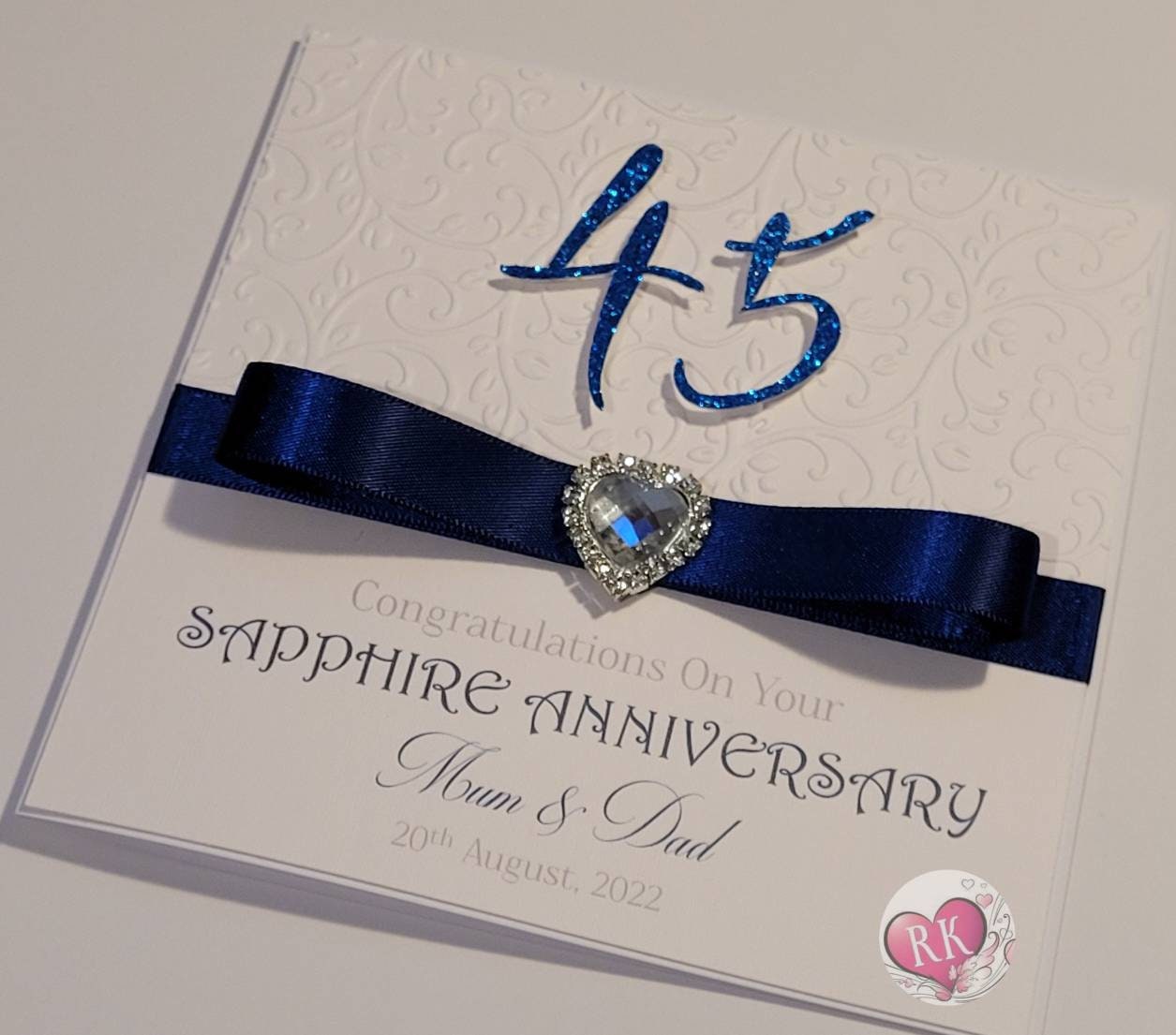 SAPPHRE Annversary Card-personalsed-45th Weddng Annversary Card - View #4