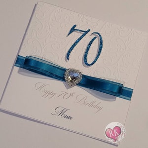 Milestone Birthday Card in Turquoise Teal, Personailsed birthday card, Age birthday card.