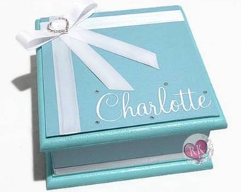 Elegant 'Little Turquoise' Keepsake Box, Trinket Box, Treasure Box, Jewellery Box, Wedding Box, Bridal Box, Memory Box, Wooden Box