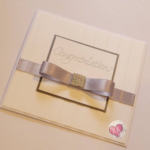 Elegant Silver & White Congratulations Card, Personalised Card, Engagement Card, Wedding Card, Graduation Card, Any Occasion Card