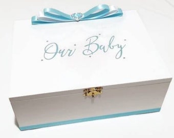 White Baby Keepsake Box, Trinket Box, Treasure Box, Memory Box, Wooden Box, Christening Baptism Box, Baby Shower Box, Personalised Box