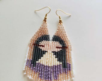 Handmade Miyuki Beaded Dangle Earrings: Whimsical Girl Jewelry, Stainless steel hook