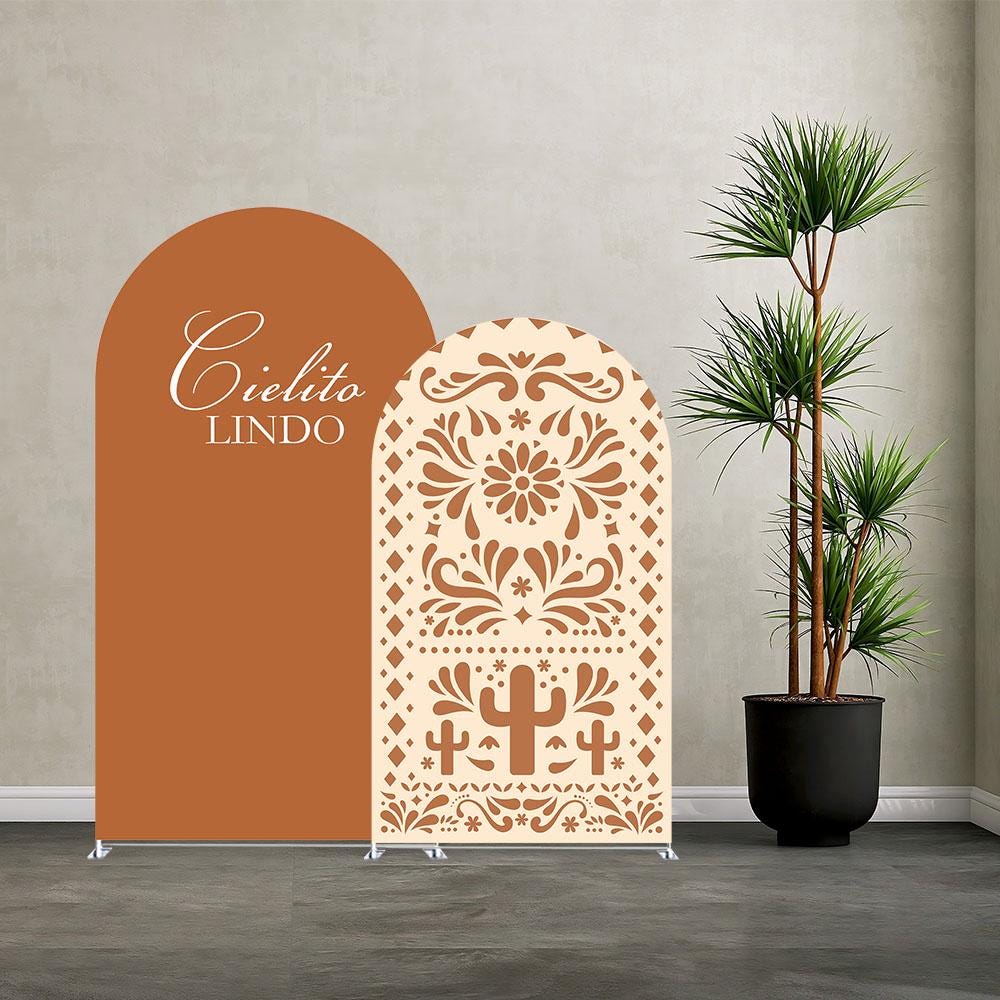 Clay Brown Arch Backdrop Cover: Elastic Spandex Fabric for Fiesta, Wedding, Shower