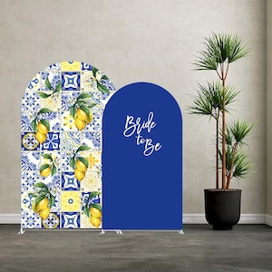 Positano Lemon Tile Arch Backdrop Cover: Mediterranean Bridal Shower Decor