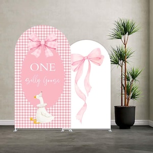 Dumme Gans 1st Birthday Bogen Backdrop Cover: Rosa Schleife Party Decor