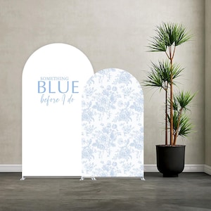 Blue Floral Arch Backdrop Cover: Wedding Bridal Shower Party Decor
