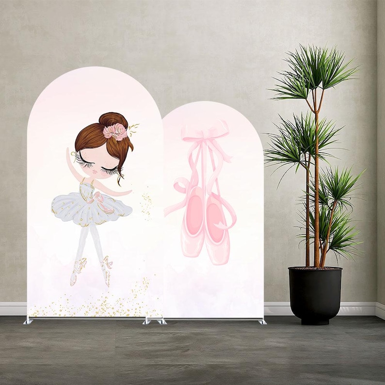Ballet Girl Baby Shower Arch Backdrop Cover: Pink Birthday Party ...