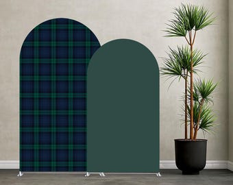 Bear Theme Arch Backdrop Cover: Tartan Blue Plaid Baby Shower Boys Birthday Party Decors