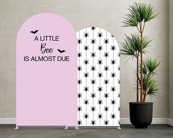 A Little Boo is Almost Due Arch Backdrop Cover: Halloween Baby Shower Decor