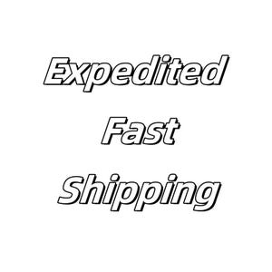 May include: Black and white graphic with the words "Expedited", "Fast", and "Shipping". The text is in a bold, sans-serif font with a slight shadow effect, suggesting speed and efficiency.
