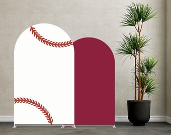 Baseball Arch Backdrop Cover– Sports Theme Baby Shower for Boys 1st Birthday Party Fiesta Decorations– Chiara Arched Spandex Fabric Cover