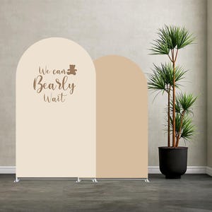 Bear Baby Shower Arch Backdrop Cover: Brown Beige Fiesta Decorations