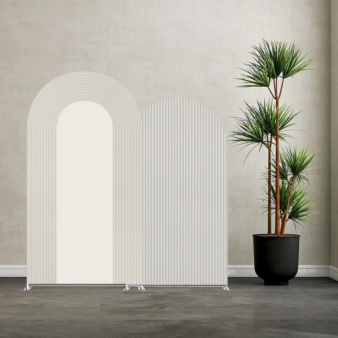 Cream Gray White Ripples Arch Backdrop Cover: Spandex Party Decoration ...