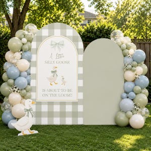 Décoration de fond « Une arche rigolote » : Décorations de fête d'anniversaire vert sauge