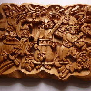 Sculpture sur bois, oeuvre d'art sur bois, suspension murale, décoration d'intérieur, cadeau en bois, artisanat du bois, travail du bois, couleur naturelle, fait main 23,23 x 17,72 po. - FABRIQUÉ SUR COMMANDE