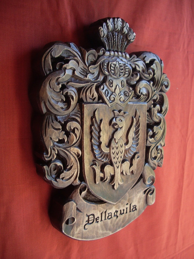 Custom Family Shield Wooden Crest Coat of Arms Personalized Etsy