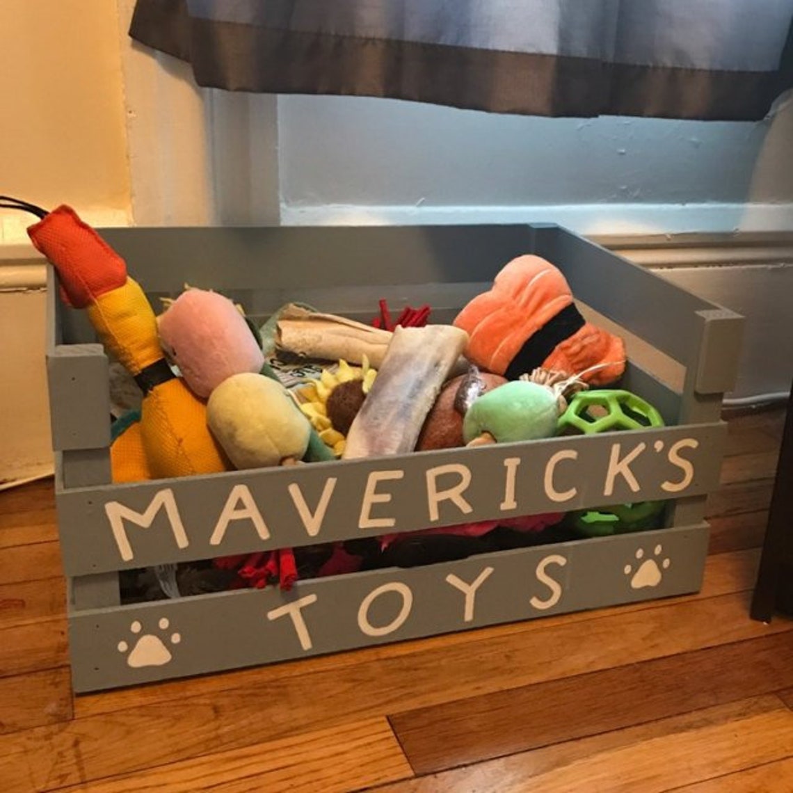 Personalized Dog Toy Box Wooden Crate Dog Toy ContainerDog Etsy
