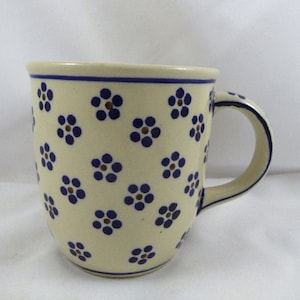 Boleslawiec Polish Pottery Mug Blue Flowers