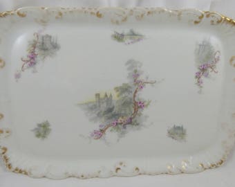 Antique Limoges French Porcelain Dresser Vanity Tray FRENCH CASTLES Floral