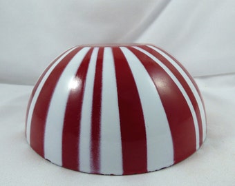 Vintage Cathrineholm Enamelware MCM Red and White Striped Bowl 7"