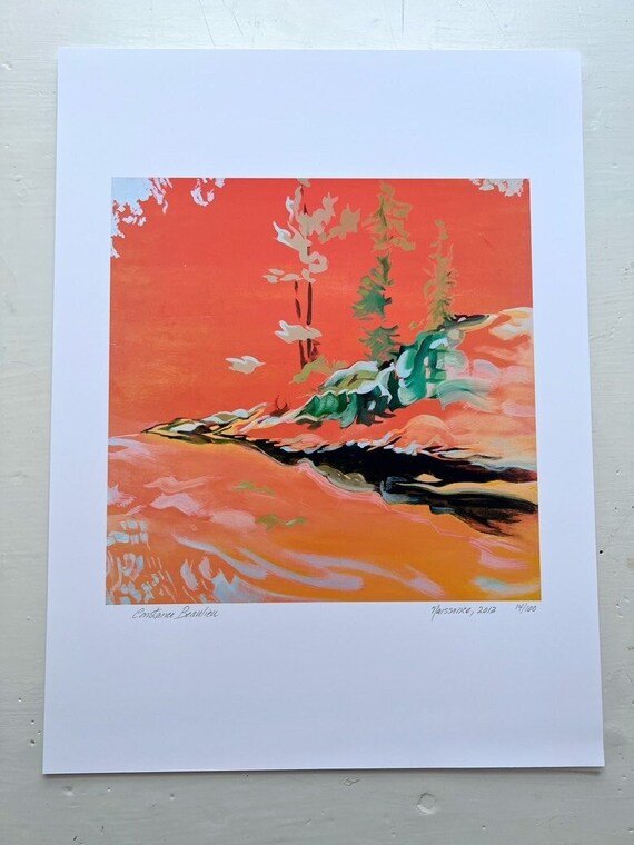 Print 9,5 x 9,5 po on white paper 16 x 12 po. Signed and numbered. Reproduction du tableau à l’huile « Naissance » Art contemporain moderne.