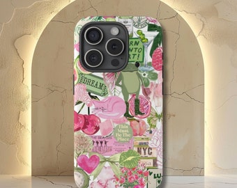 Coquette Collage Telefoonhoesje, Preppy en schattige esthetiek, iPhone 15 14 13 12 11 Pro Max 8 Plus X, Samsung Galaxy S24 S23 S22 S20 Ultra